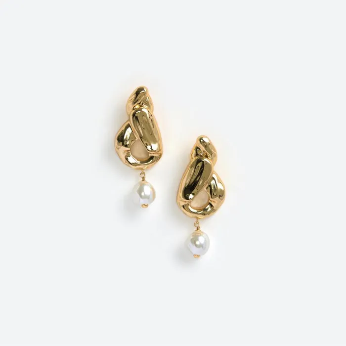 Gold Faux Pearl Drop Earrings Women Self Portrait Jewellery