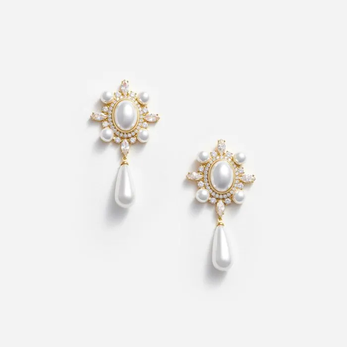 Gold Pearl Droplet Earrings Women Self Portrait Jewellery