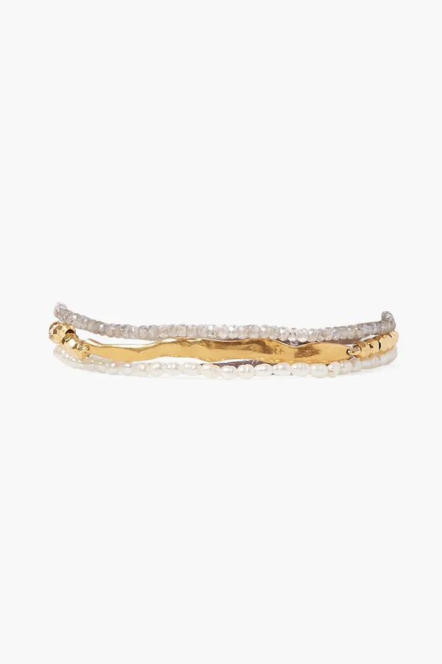Gold Wave Triple Naked Wrap Bracelet Labradorite Mix Women Chan Luu Bracelets