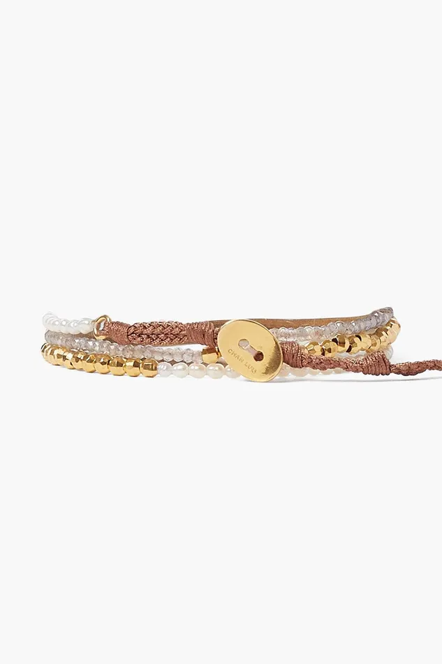Gold Wave Triple Naked Wrap Bracelet Labradorite Mix Women Chan Luu Bracelets