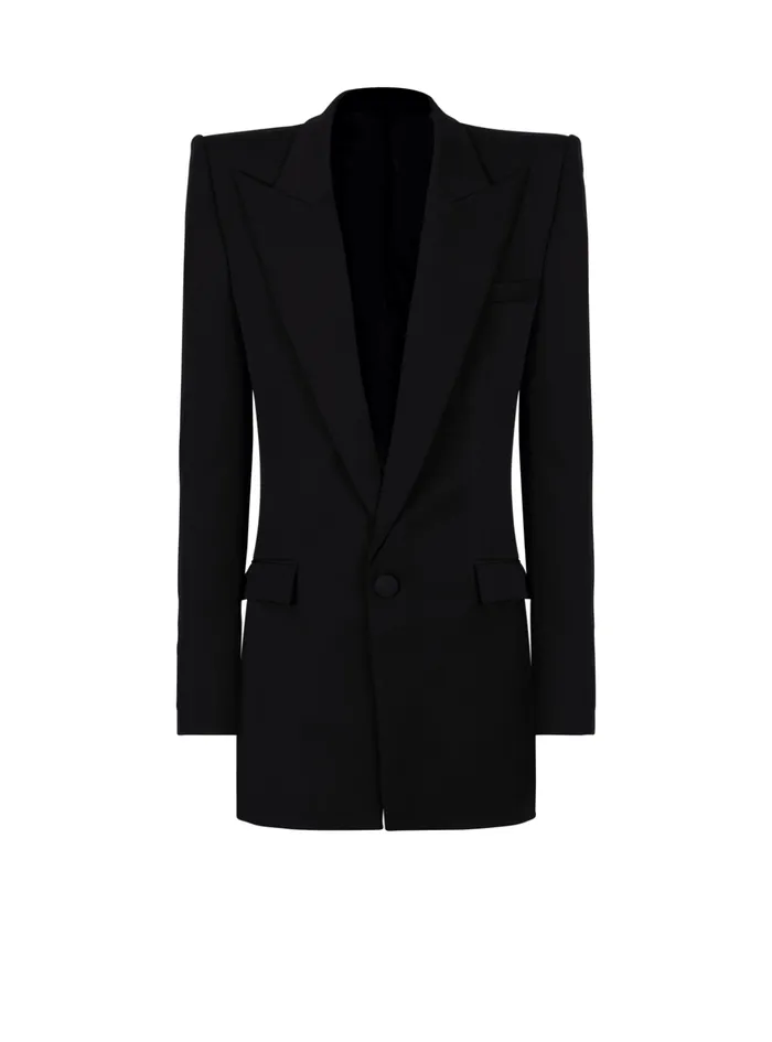 Grain De Poudre 1button Jacket With Shoulder Pads Black Men Balmain Jackets And Blazers