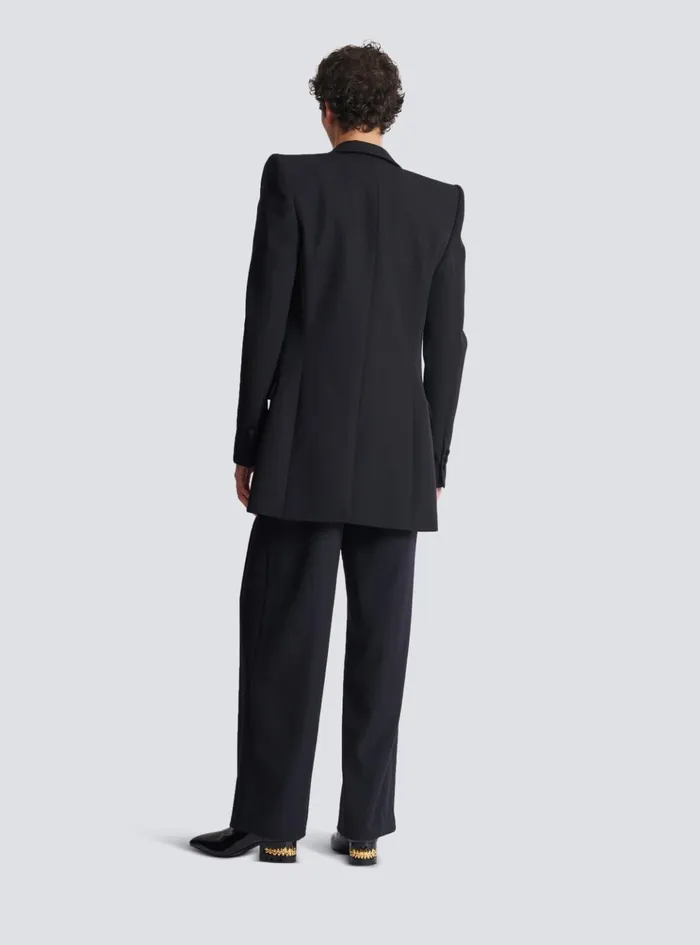 Grain De Poudre 1button Jacket With Shoulder Pads Black Men Balmain Jackets And Blazers