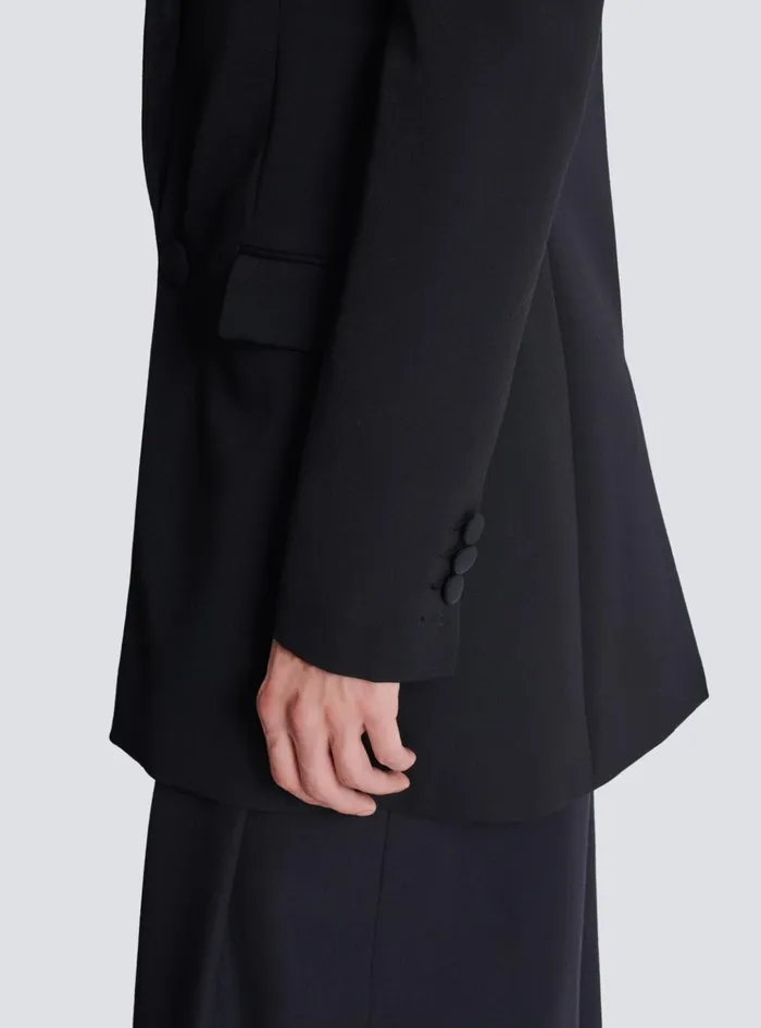 Grain De Poudre 1button Jacket With Shoulder Pads Black Men Balmain Jackets And Blazers