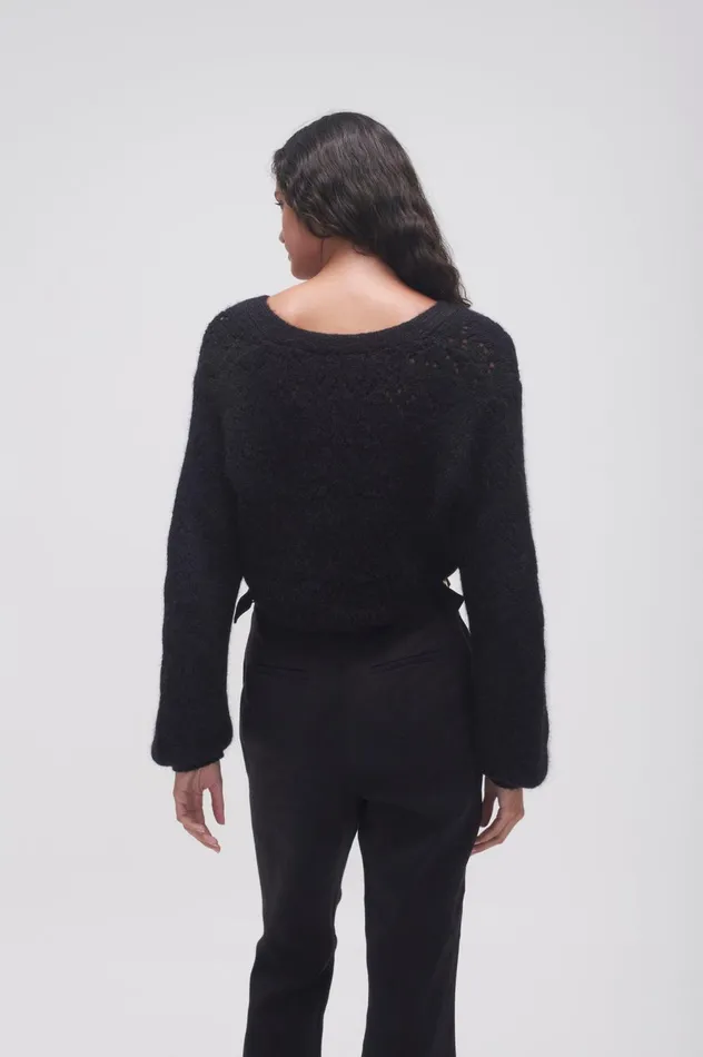 Grooves Lace Stitch Cardigan Black Women Aje Knitwear 038 Jumpers