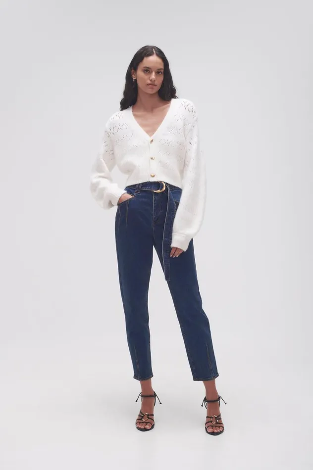 Grooves Lace Stitch Cardigan Ivory Women Aje Knitwear 038 Jumpers