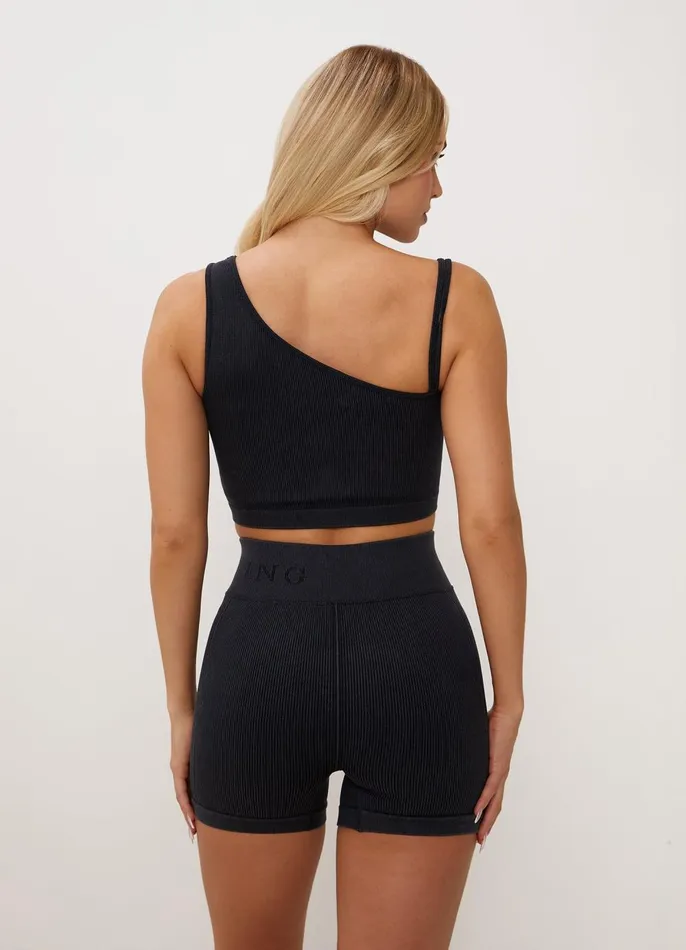 Gym King CoOrds Women Formation Asymmetric Bra 8211 Washed Black