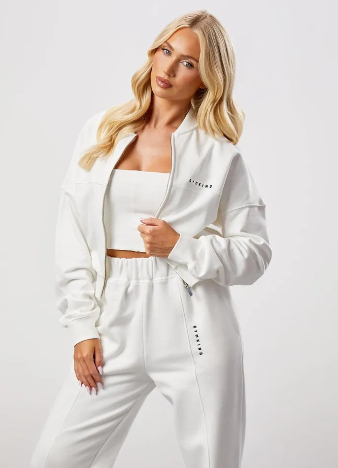 Gym King CoOrds Women GKW Seam Detail Bomber Jacket 8211 Cream