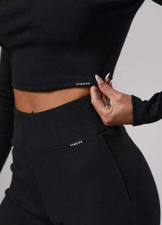 Gym King CoOrds Women GKW Sports Luxe Rib Long Sleeve Tee 8211 Black