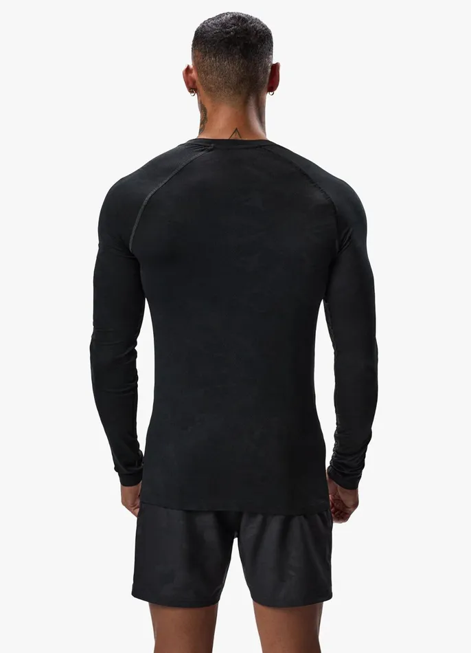 Gym King Gymwear Men Debossed Camo Seamless LS Tee 8211 Black