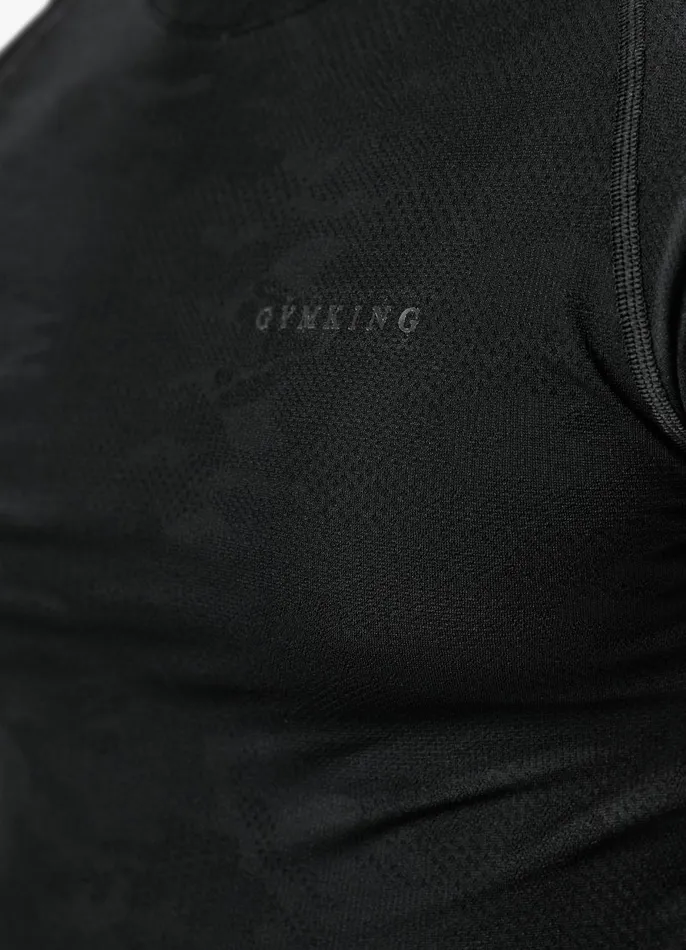 Gym King Gymwear Men Debossed Camo Seamless LS Tee 8211 Black