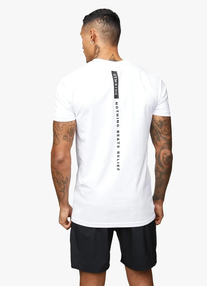 Gym King Gymwear Men Nothing Beats Belief Tee 8211 White