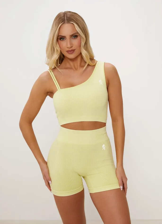 Gym King Gymwear Women Formation Asymmetric Bra 8211 Washed Lemon Sherbet