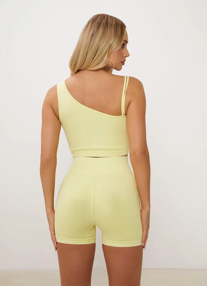 Gym King Gymwear Women Formation Asymmetric Bra 8211 Washed Lemon Sherbet