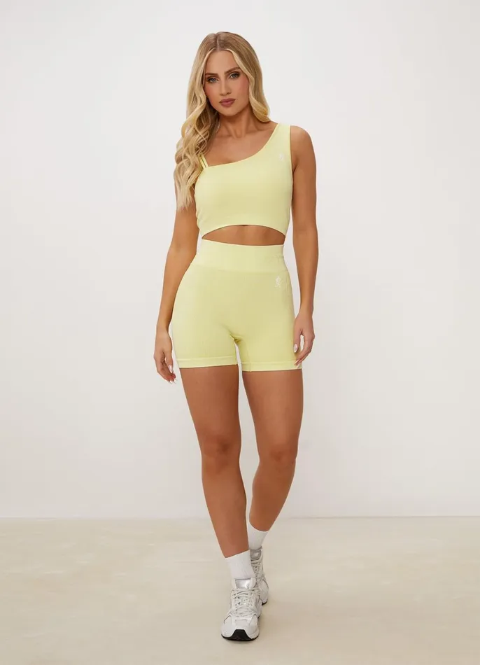Gym King Gymwear Women Formation Asymmetric Bra 8211 Washed Lemon Sherbet