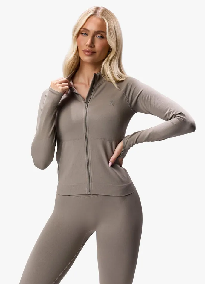 Gym King Gymwear Women Sculpt Seamless Full Zip 8211 Truffle