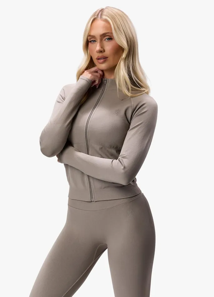 Gym King Gymwear Women Sculpt Seamless Full Zip 8211 Truffle