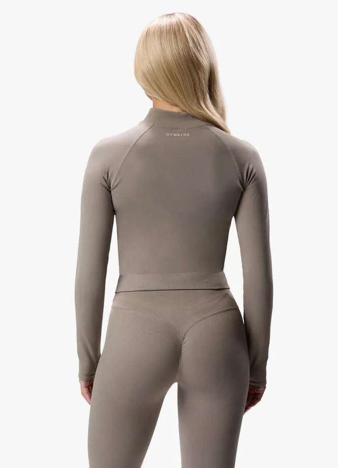 Gym King Gymwear Women Sculpt Seamless Full Zip 8211 Truffle