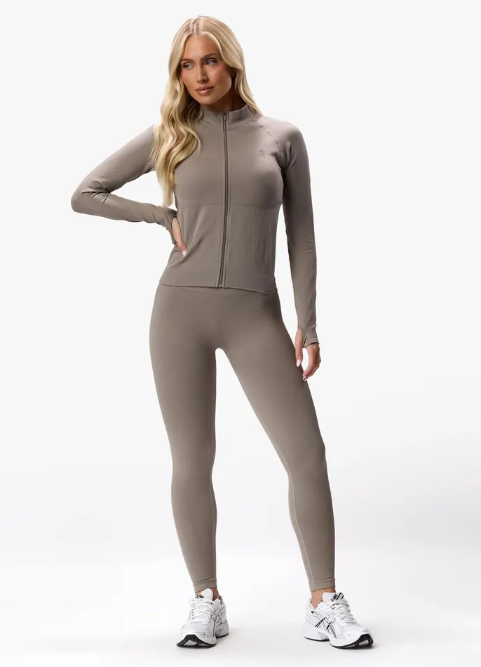 Gym King Gymwear Women Sculpt Seamless Full Zip 8211 Truffle
