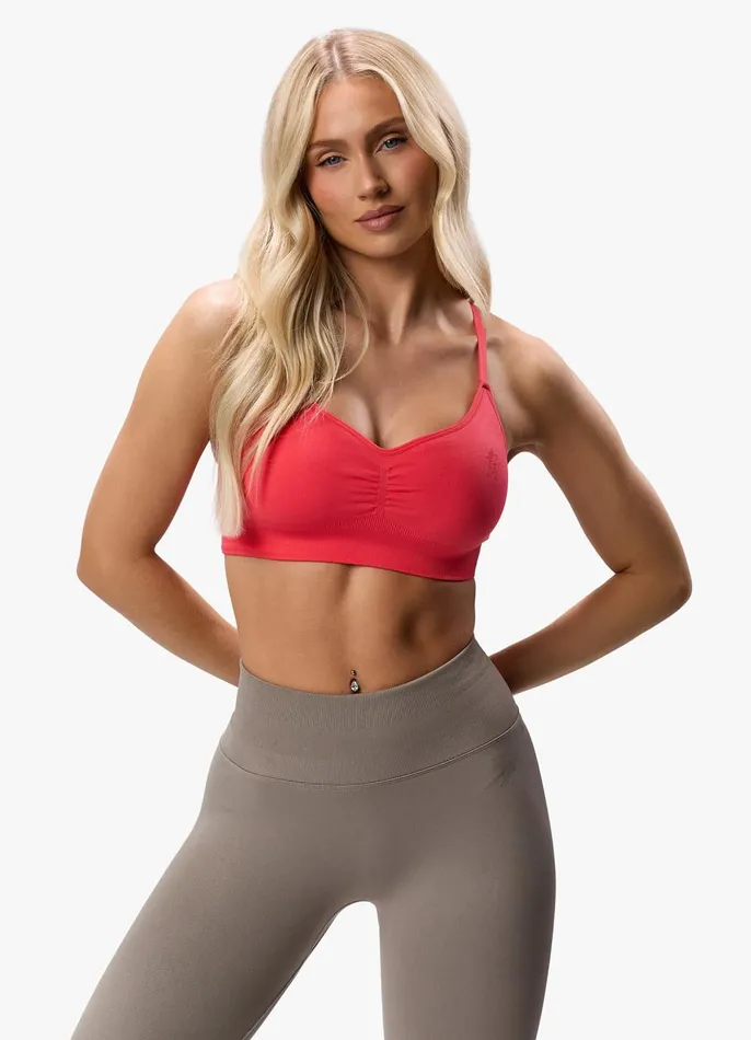 Gym King Gymwear Women Sculpt Seamless Scrunch Bra 8211 Coral Red