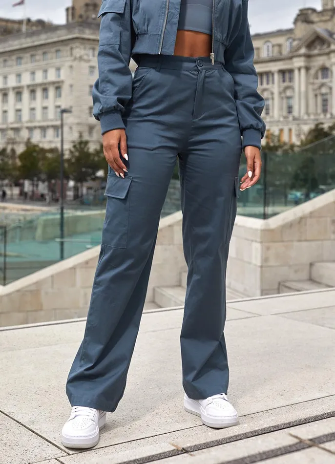 Gym King Joggers Women Woven Cargo Pant 8211 Storm Blue