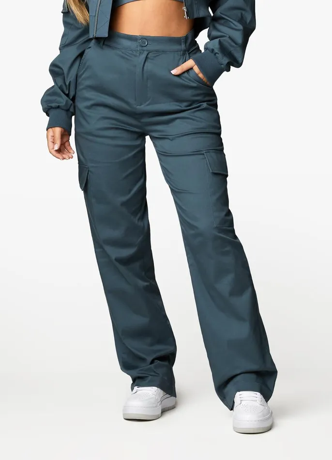 Gym King Joggers Women Woven Cargo Pant 8211 Storm Blue