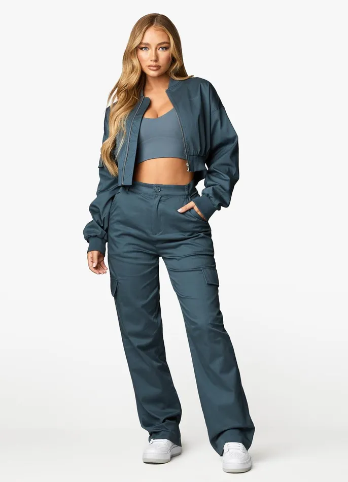 Gym King Joggers Women Woven Cargo Pant 8211 Storm Blue