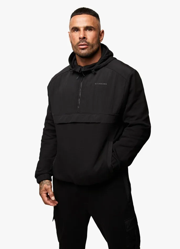 Gym King Outerwear Men Eclipse 14 Zip Overhead Jacket 8211 Black