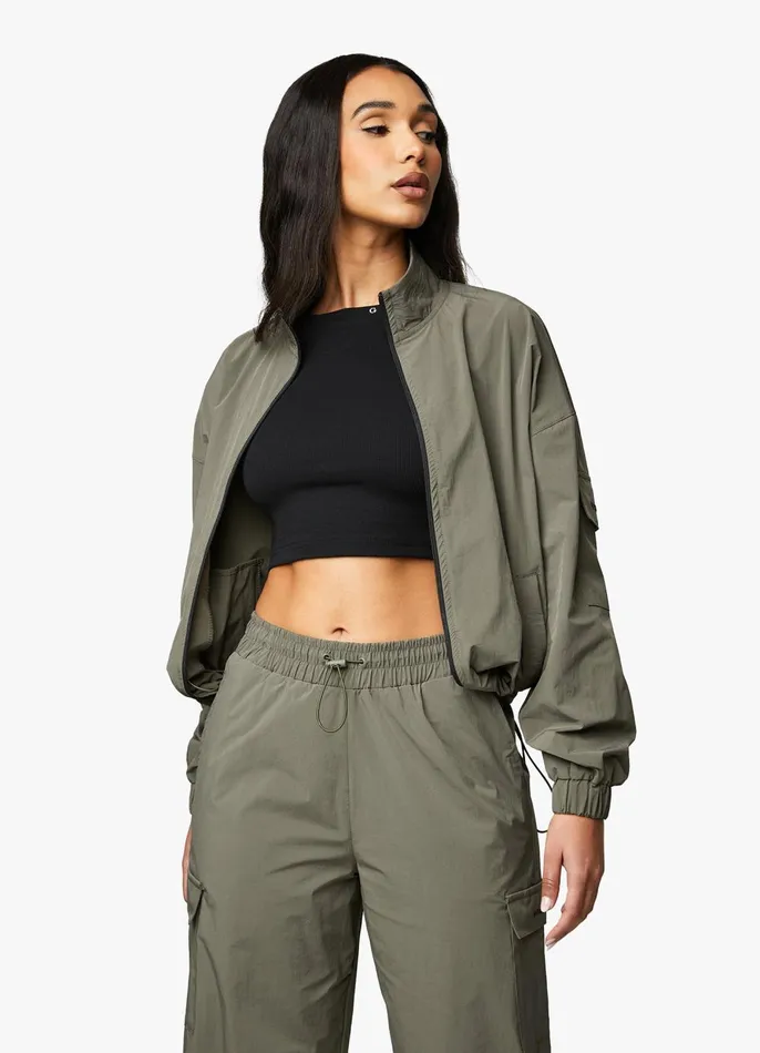 Gym King Outerwear Women Utility Woven Jacket 8211 Olive