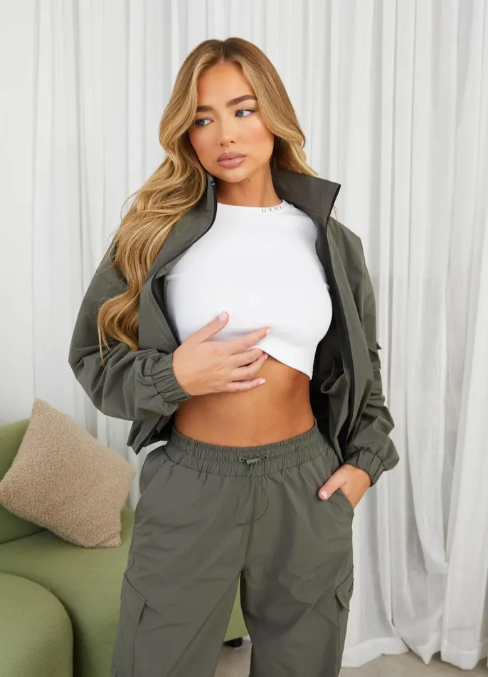 Gym King Outerwear Women Utility Woven Jacket 8211 Olive