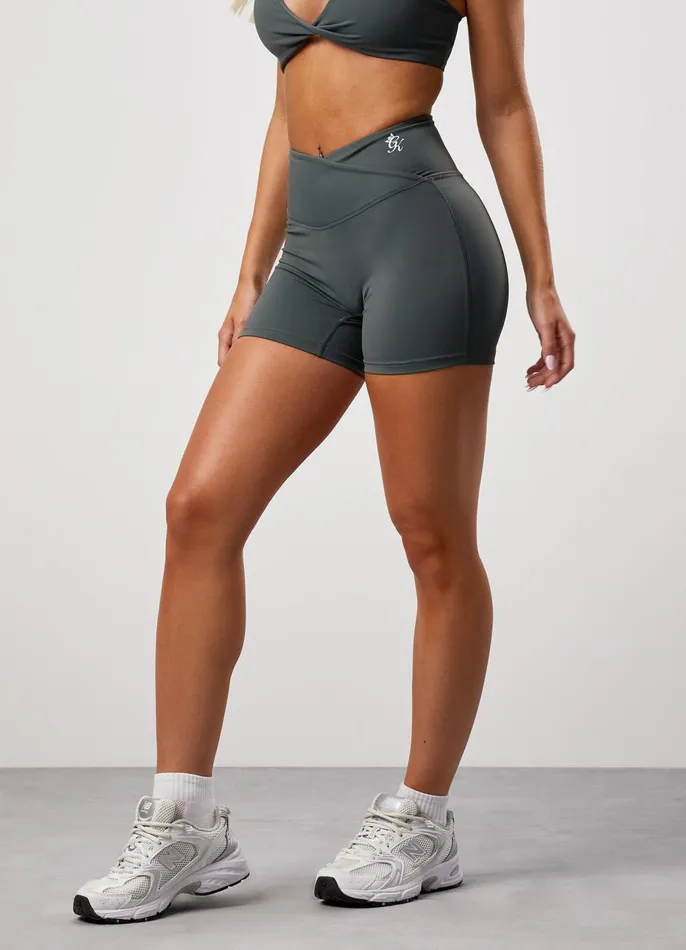 Gym King Shorts Women 365 45034 Wrap Over Short 8211 Green Smoke