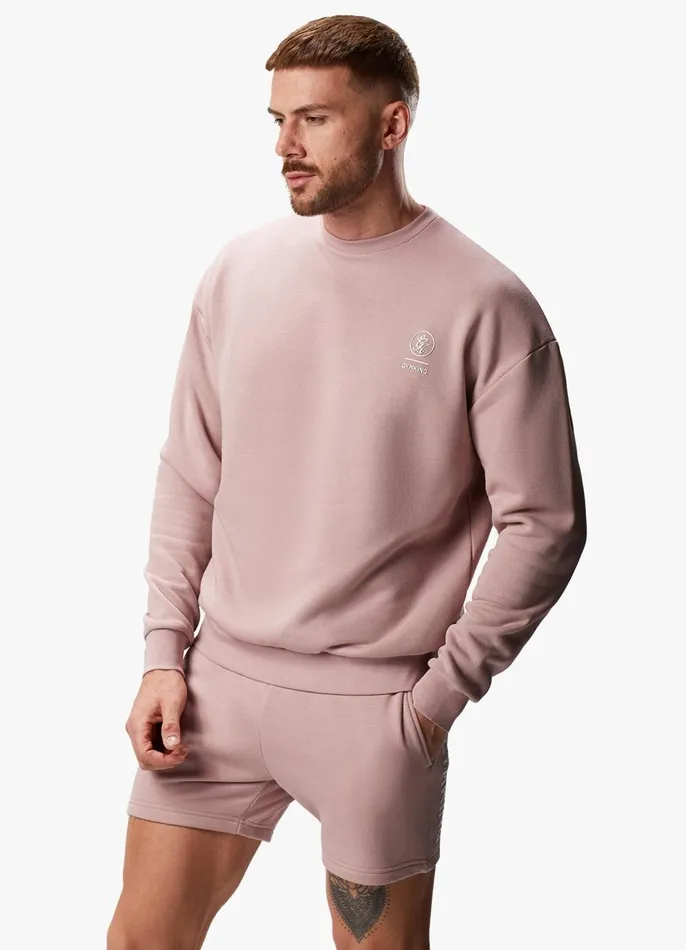 Gym King Sweatshirts and Hoodies Men Aventus Drop Shoulder Crew 8211 Dusky Pink