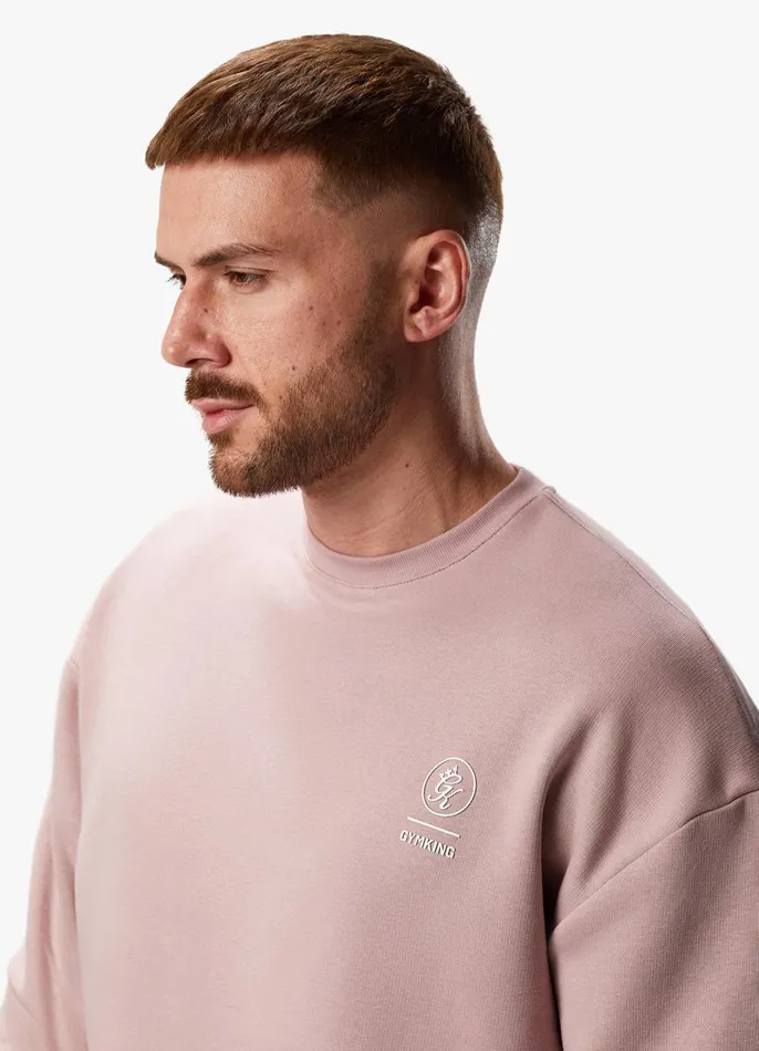 Gym King Sweatshirts and Hoodies Men Aventus Drop Shoulder Crew 8211 Dusky Pink