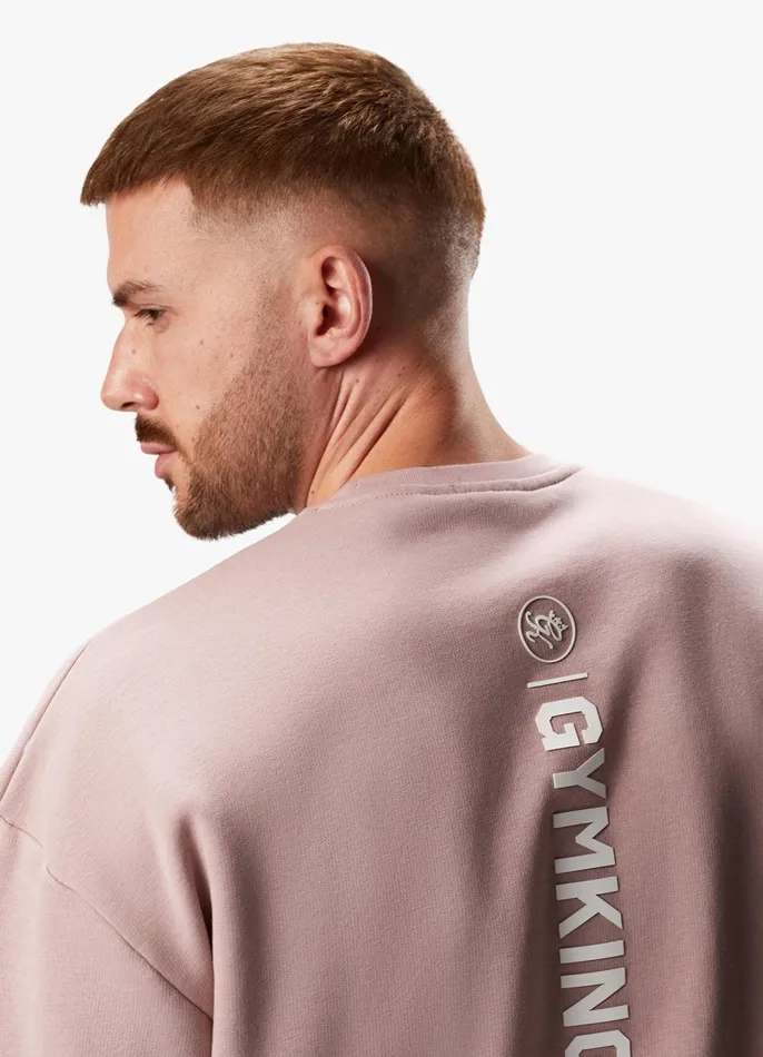 Gym King Sweatshirts and Hoodies Men Aventus Drop Shoulder Crew 8211 Dusky Pink