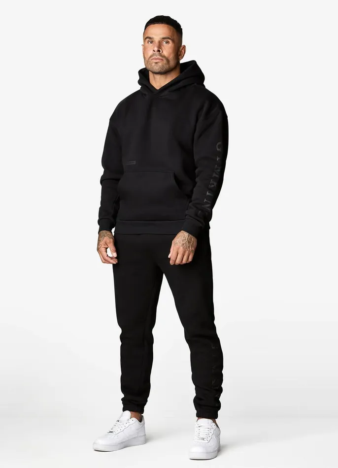Gym King Sweatshirts and Hoodies Men Covert Linear Logo Hood 8211 Black