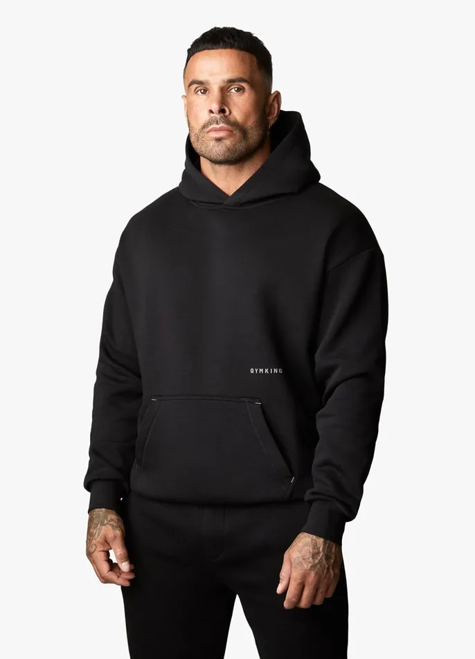 Gym King Sweatshirts and Hoodies Men Outline Print Hood 8211 Black
