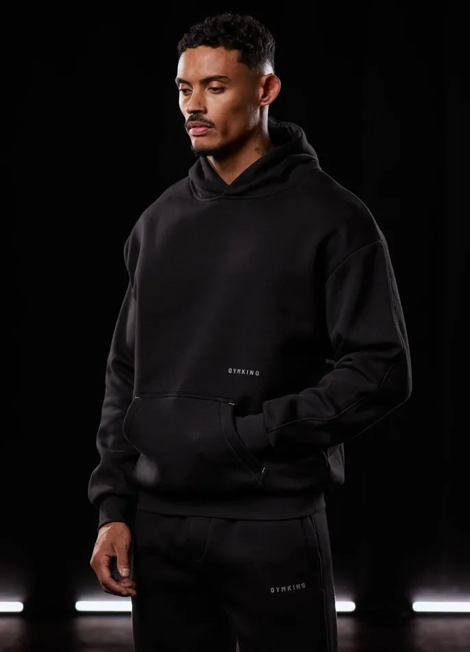 Gym King Sweatshirts and Hoodies Men Outline Print Hood 8211 Black
