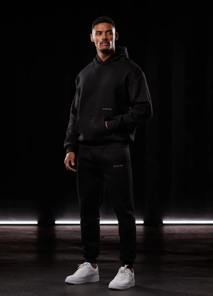 Gym King Sweatshirts and Hoodies Men Outline Print Hood 8211 Black