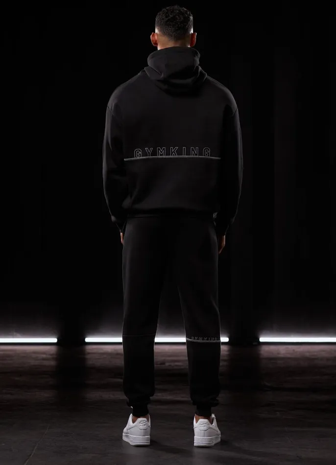 Gym King Sweatshirts and Hoodies Men Outline Print Hood 8211 Black