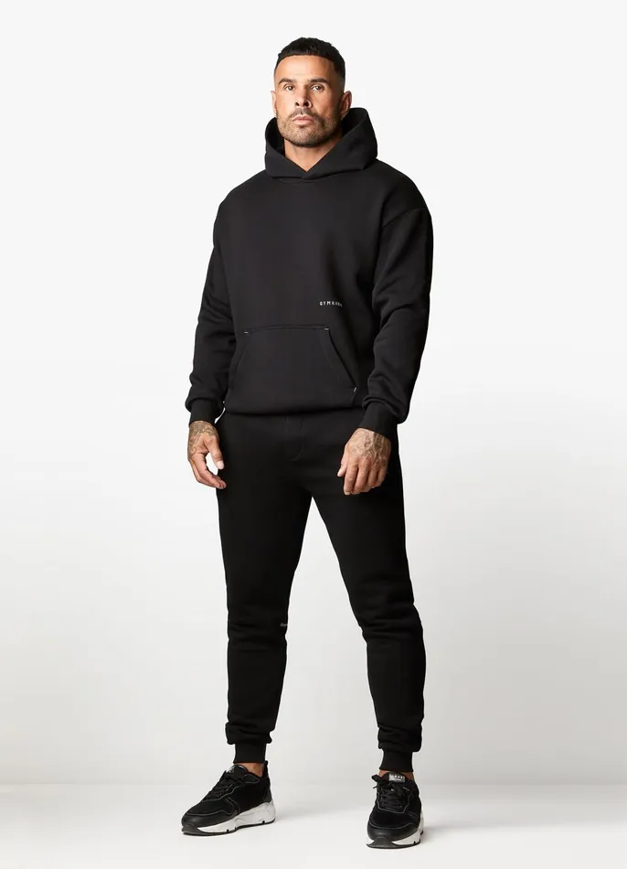 Gym King Sweatshirts and Hoodies Men Outline Print Hood 8211 Black