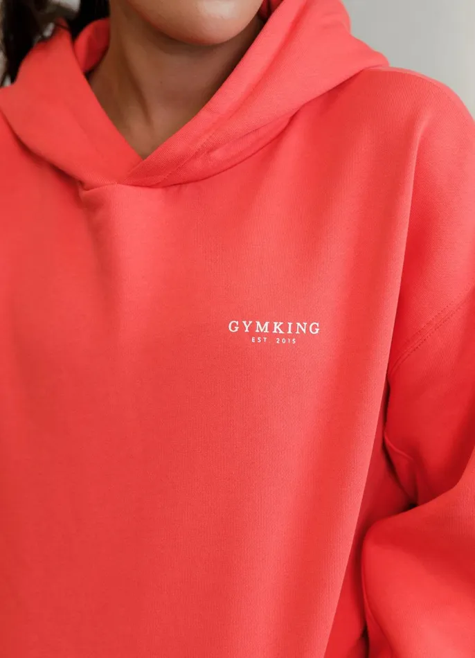Gym King Sweatshirts and Hoodies Women Established Relaxed Fit Hood 8211 Coral Red