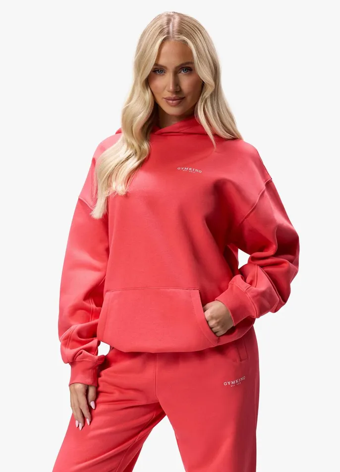 Gym King Sweatshirts and Hoodies Women Established Relaxed Fit Hood 8211 Coral Red