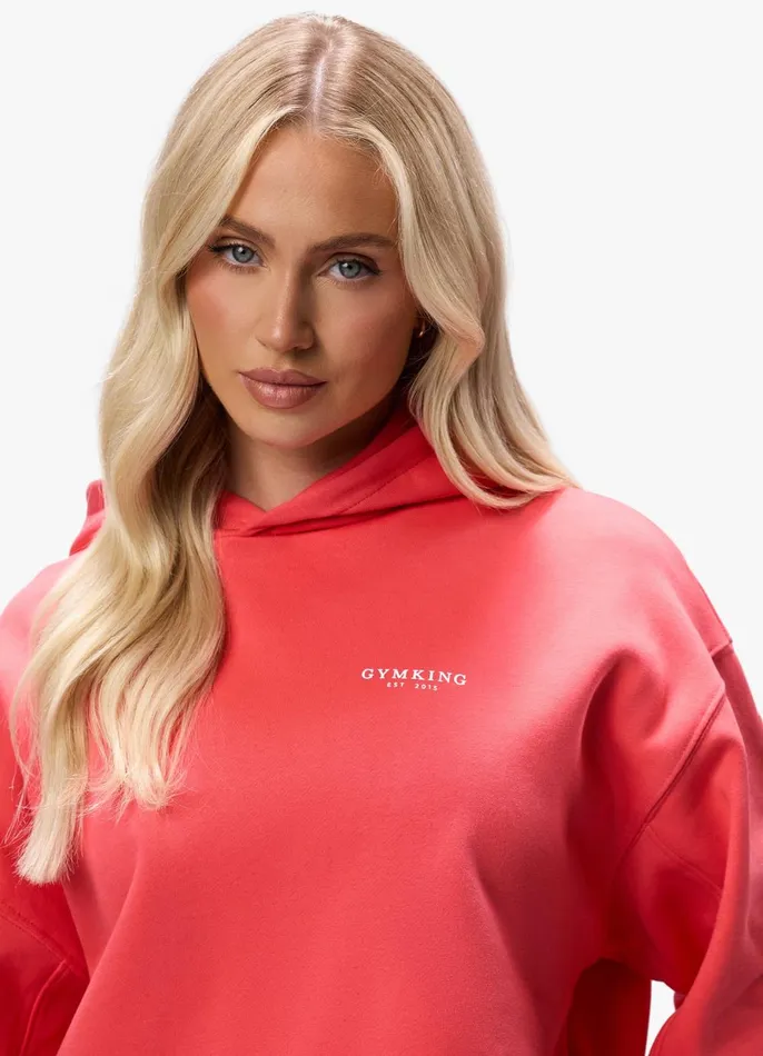 Gym King Sweatshirts and Hoodies Women Established Relaxed Fit Hood 8211 Coral Red
