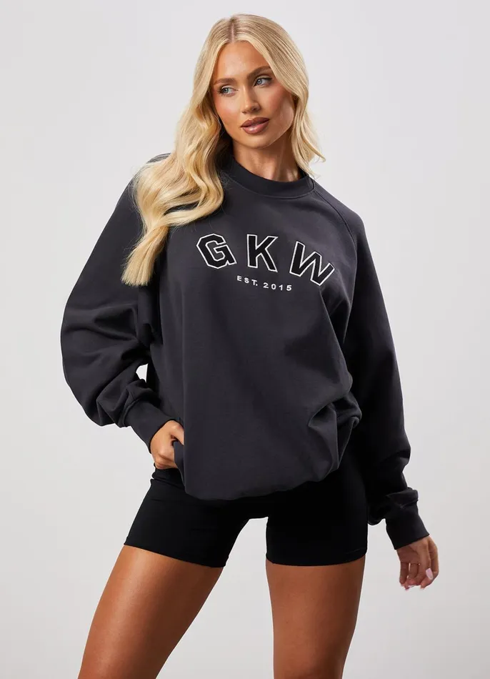 Gym King Sweatshirts and Hoodies Women GKW Relaxed Fit Crew 8211 Dark Pewter