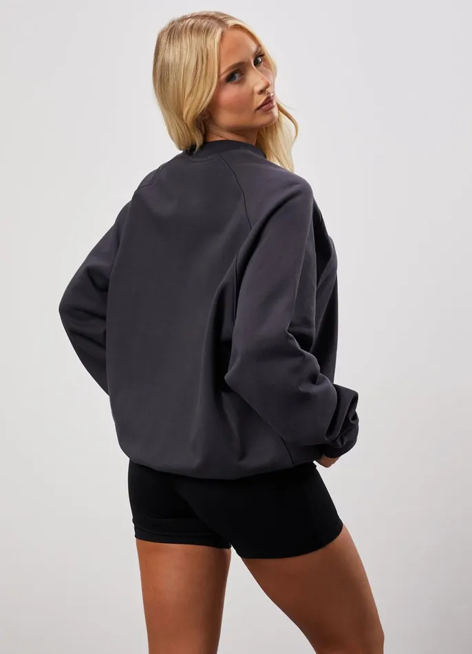 Gym King Sweatshirts and Hoodies Women GKW Relaxed Fit Crew 8211 Dark Pewter