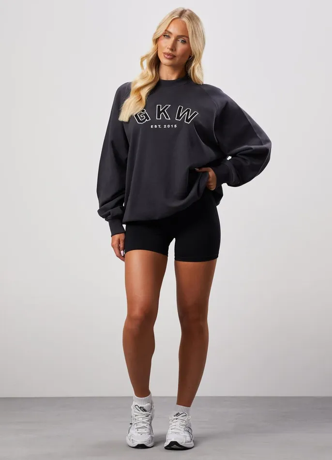 Gym King Sweatshirts and Hoodies Women GKW Relaxed Fit Crew 8211 Dark Pewter