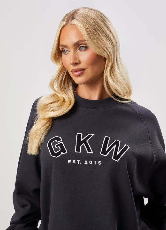Gym King Sweatshirts and Hoodies Women GKW Relaxed Fit Crew 8211 Dark Pewter