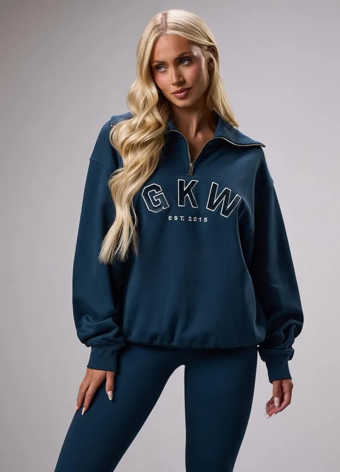 Gym King Sweatshirts and Hoodies Women GKW Sports Luxe Rib Collar Funnel 8211 Rich Blue