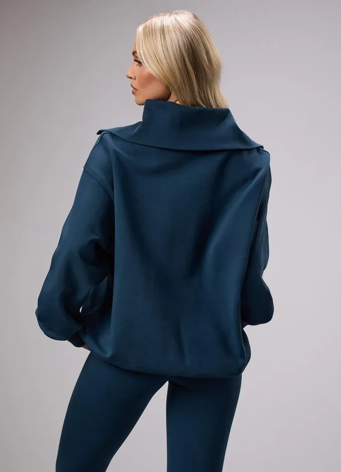 Gym King Sweatshirts and Hoodies Women GKW Sports Luxe Rib Collar Funnel 8211 Rich Blue