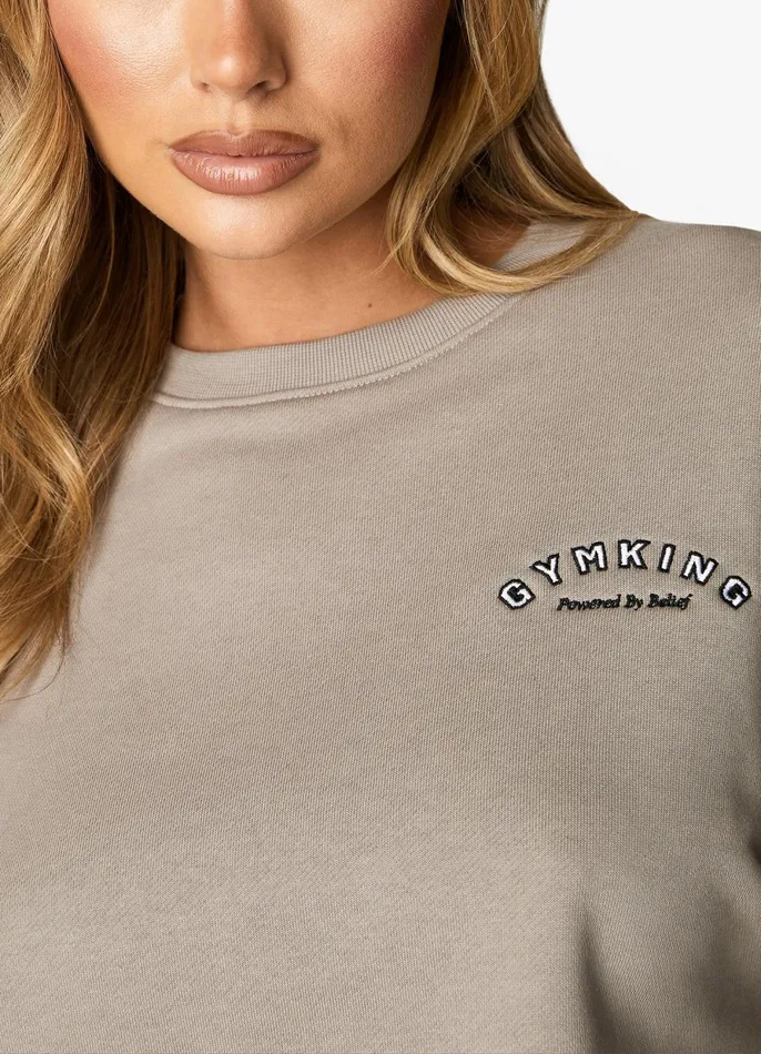 Gym King Sweatshirts and Hoodies Women Radiance Crop Sweatshirt 8211 Mocha