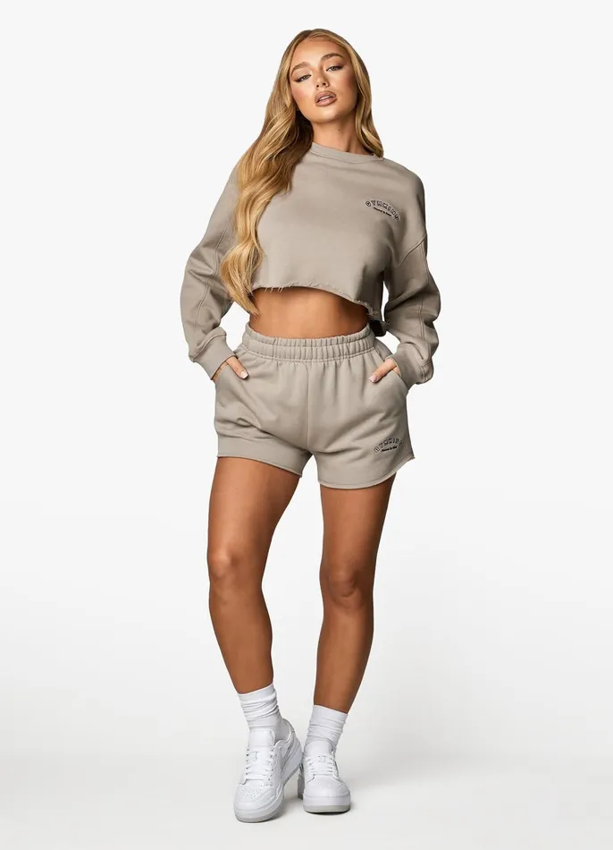 Gym King Sweatshirts and Hoodies Women Radiance Crop Sweatshirt 8211 Mocha
